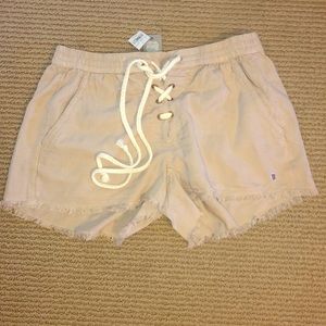 Never been worn, Arie lace up shorts, tan, xs